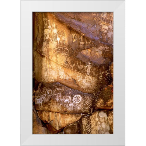 California, Little Petroglyph Canyon Petroglyphs White Modern Wood Framed Art Print by Welling, Dave
