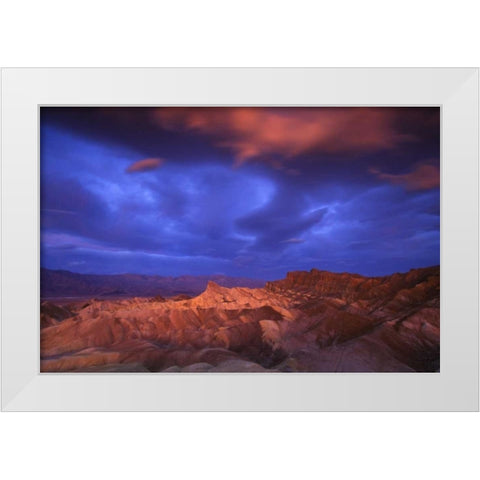 CA, Death Valley NP Sunrise at Zabriskie Point White Modern Wood Framed Art Print by Kaveney, Wendy