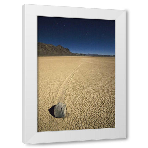 CA, Death Valley NP A mysterious sliding rock White Modern Wood Framed Art Print by Flaherty, Dennis