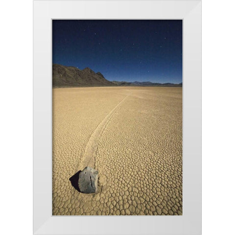 CA, Death Valley NP A mysterious sliding rock White Modern Wood Framed Art Print by Flaherty, Dennis