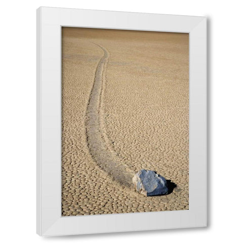 CA, Death Valley NP A mysterious sliding rock White Modern Wood Framed Art Print by Flaherty, Dennis