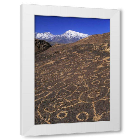 CA, Sierra Nevada Circular and linear petroglyph White Modern Wood Framed Art Print by Flaherty, Dennis