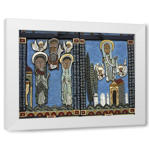 Massachusetts, Welfleet Door of a Church White Modern Wood Framed Art Print by Noble Gardner, Nancy
