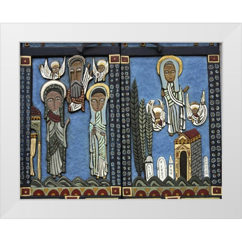 Massachusetts, Welfleet Door of a Church White Modern Wood Framed Art Print by Noble Gardner, Nancy