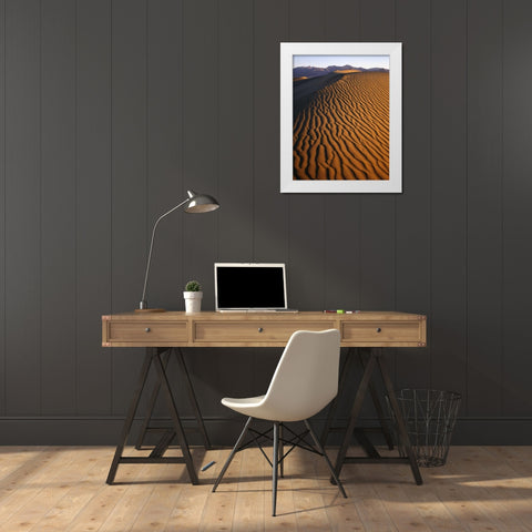 Patterns at Mesquite Sand dunes, Death Valley, CA White Modern Wood Framed Art Print by Flaherty, Dennis