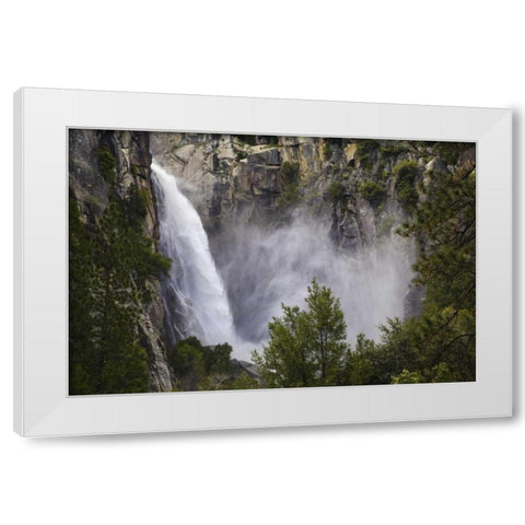 CA, Yosemite View of the Cascades waterfall White Modern Wood Framed Art Print by Flaherty, Dennis