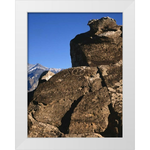 California Great Basin Abstract petroglyphs White Modern Wood Framed Art Print by Flaherty, Dennis