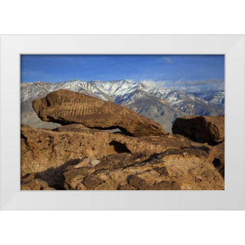 California Great Basin Abstract petroglyphs White Modern Wood Framed Art Print by Flaherty, Dennis