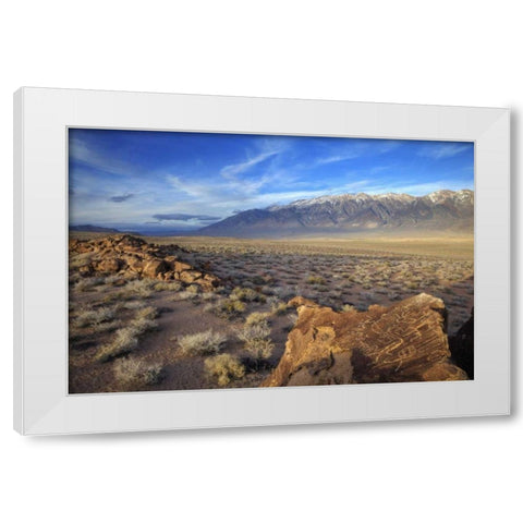 California Great Basin Abstract petroglyphs White Modern Wood Framed Art Print by Flaherty, Dennis