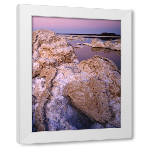 CA, Mono Lake reflections in south tufa area White Modern Wood Framed Art Print by Flaherty, Dennis