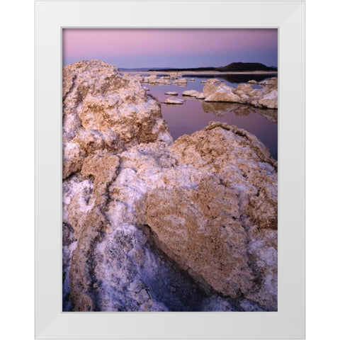 CA, Mono Lake reflections in south tufa area White Modern Wood Framed Art Print by Flaherty, Dennis