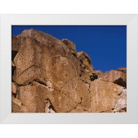 California, Owens Valley, Curvilinear petroglyphs White Modern Wood Framed Art Print by Flaherty, Dennis