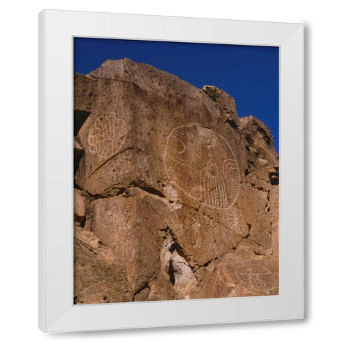 California, Owens Valley, Curvilinear petroglyphs White Modern Wood Framed Art Print by Flaherty, Dennis