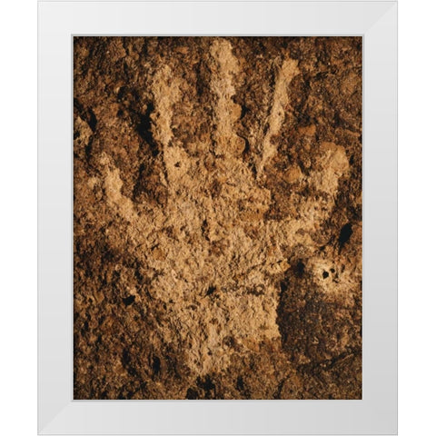 CA, Owens Valley, Bishop Prehistoric handprint White Modern Wood Framed Art Print by Flaherty, Dennis