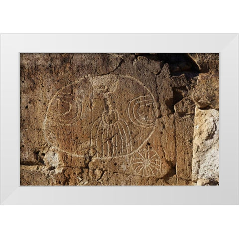 California, Owens Valley, Curvilinear petroglyphs White Modern Wood Framed Art Print by Flaherty, Dennis