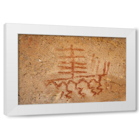 California, Owens Valley Pictographs in a cave White Modern Wood Framed Art Print by Flaherty, Dennis