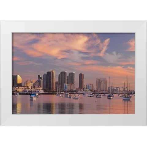 California, San Diego Marina and downtown White Modern Wood Framed Art Print by Paulson, Don