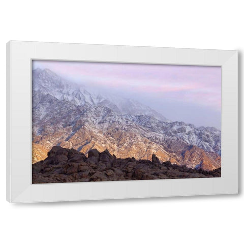 California, Lone Pine Sunrise on Sierra Mts White Modern Wood Framed Art Print by Paulson, Don
