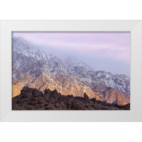 California, Lone Pine Sunrise on Sierra Mts White Modern Wood Framed Art Print by Paulson, Don