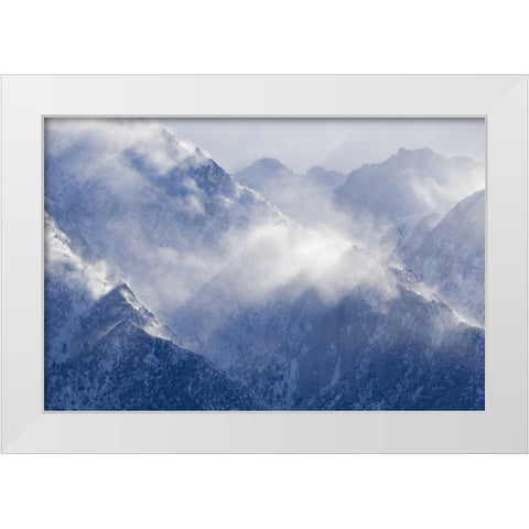CA, Lone Pine Sierra Mts from Alabama Hills White Modern Wood Framed Art Print by Paulson, Don