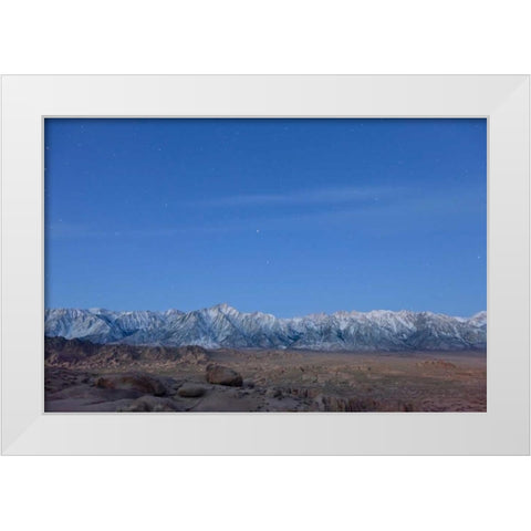 CA, Lone Pine Sierra Mts from Alabama Hills White Modern Wood Framed Art Print by Paulson, Don