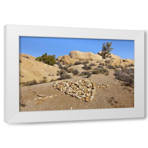CA, Joshua Tree NP Stone heart pattern White Modern Wood Framed Art Print by Paulson, Don
