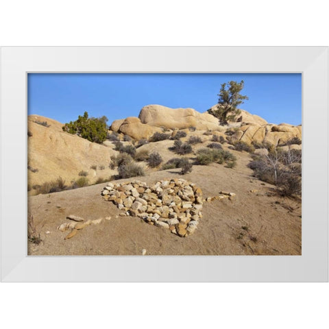 CA, Joshua Tree NP Stone heart pattern White Modern Wood Framed Art Print by Paulson, Don