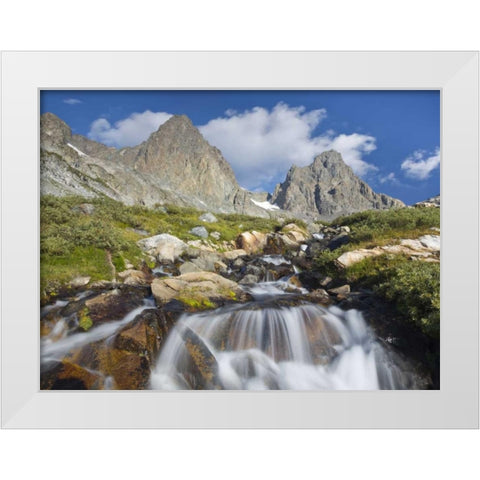 CA, Inyo NF Waterfalls below Mount Ritter White Modern Wood Framed Art Print by Paulson, Don