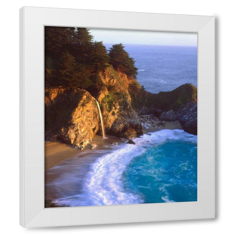 CA, Julia Pfeiffer Burns Waterfall on the coast White Modern Wood Framed Art Print by Talbot Frank, Christopher
