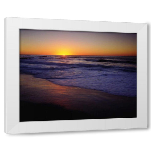 CA, San Diego, A beach on the ocean at Sunset White Modern Wood Framed Art Print by Talbot Frank, Christopher
