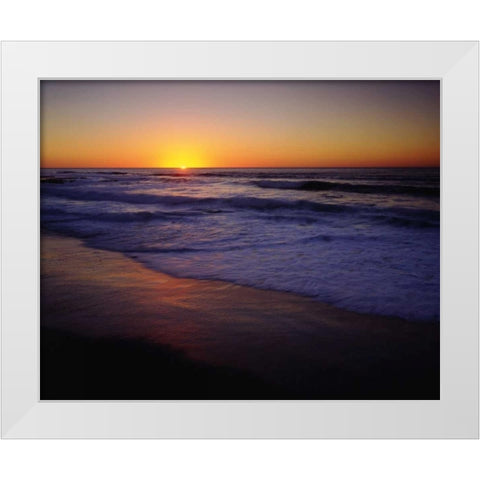 CA, San Diego, A beach on the ocean at Sunset White Modern Wood Framed Art Print by Talbot Frank, Christopher