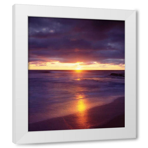 CA, San Diego Sunset Cliffs beach at sunset White Modern Wood Framed Art Print by Talbot Frank, Christopher