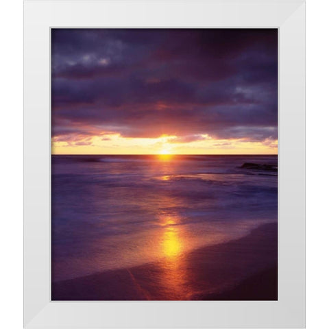 CA, San Diego Sunset Cliffs beach at sunset White Modern Wood Framed Art Print by Talbot Frank, Christopher