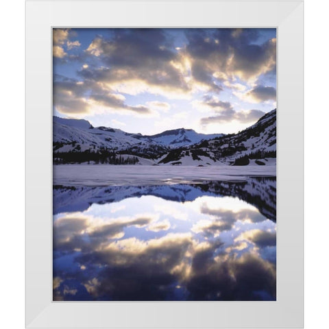 CA, Sierra Nevada Mts reflecting in Ellery Lake White Modern Wood Framed Art Print by Talbot Frank, Christopher