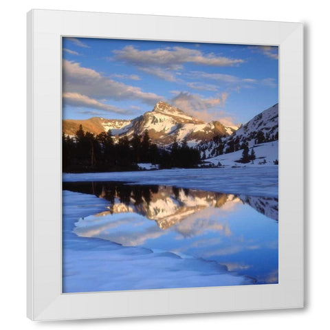 CA, Sierra Nevada Dana Peak above a frozen lake White Modern Wood Framed Art Print by Talbot Frank, Christopher