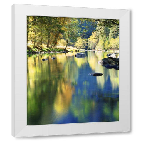 CA, Yosemite Autumn around the Merced River White Modern Wood Framed Art Print by Talbot Frank, Christopher