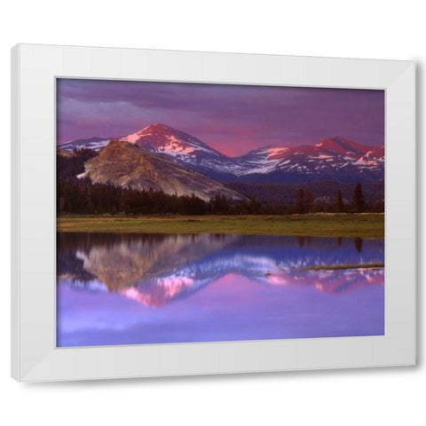 CA, Yosemite Lembert Dome and Tuolumne River White Modern Wood Framed Art Print by Talbot Frank, Christopher