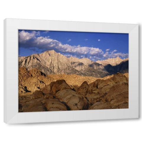 CA, Lone Pine Lone Pine Peak and Mt Whitney White Modern Wood Framed Art Print by Flaherty, Dennis