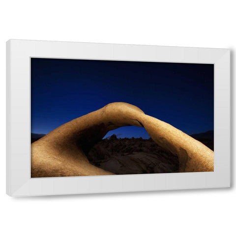 CA, Sierra Nevada Mobius Arch illuminated White Modern Wood Framed Art Print by Flaherty, Dennis