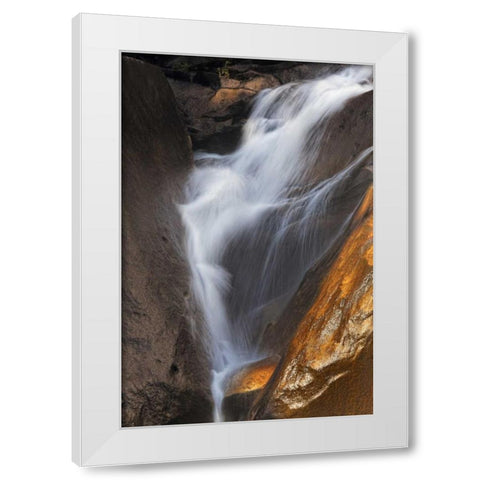 California, Yosemite Stream flowing over rocks White Modern Wood Framed Art Print by Flaherty, Dennis