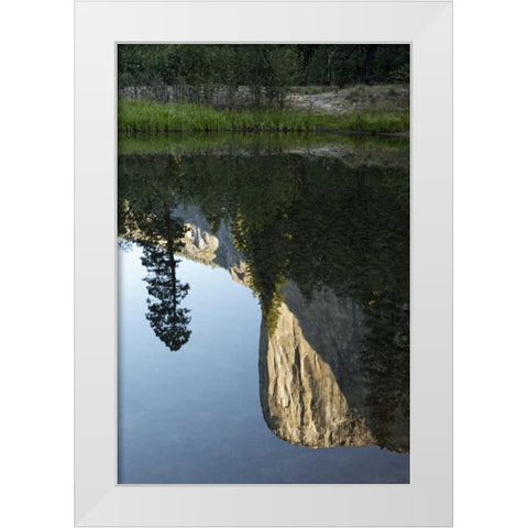 California, Yosemite El Capitan and Merced River White Modern Wood Framed Art Print by Flaherty, Dennis