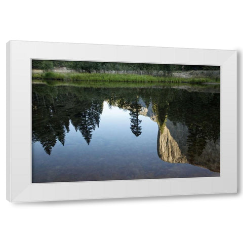 California, Yosemite El Capitan and Merced River White Modern Wood Framed Art Print by Flaherty, Dennis