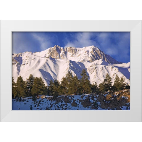 CA, Sierra Nevada Mt Morgan seen from a Road White Modern Wood Framed Art Print by Flaherty, Dennis