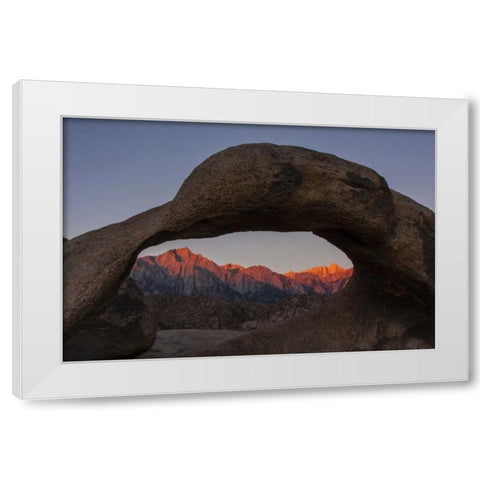 CA, Alabama Hills Mt Whitney from Mobius Arch White Modern Wood Framed Art Print by Illg, Cathy and Gordon