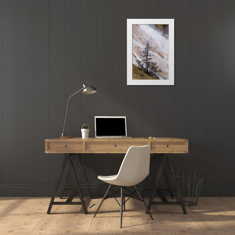 Wyoming Mammoth Hot Springs waterfall White Modern Wood Framed Art Print by Bush, Marie