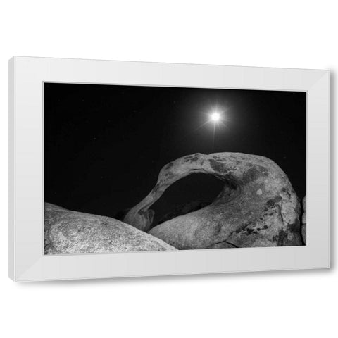 CA, Sierra Nevada Moonrise in the Alabama Hills White Modern Wood Framed Art Print by Flaherty, Dennis