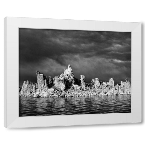 USA, California, Mono Lake Storm-lit tufa towers White Modern Wood Framed Art Print by Flaherty, Dennis
