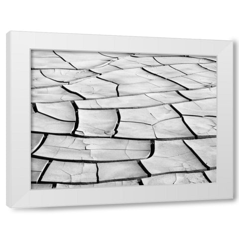 California, Death Valley Patterns in dried mud White Modern Wood Framed Art Print by Flaherty, Dennis