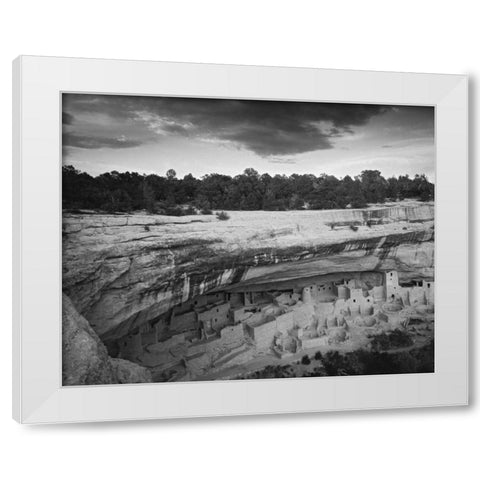 CO, Mesa Verde NP Overview of Cliff Palace Ruins White Modern Wood Framed Art Print by Flaherty, Dennis