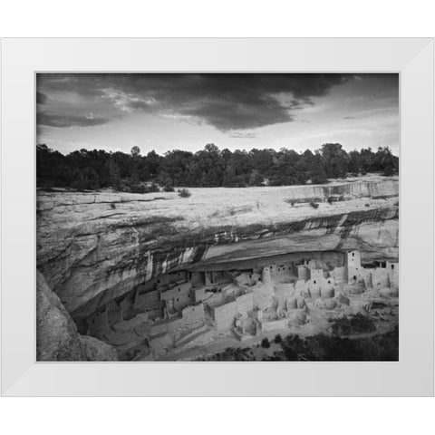 CO, Mesa Verde NP Overview of Cliff Palace Ruins White Modern Wood Framed Art Print by Flaherty, Dennis